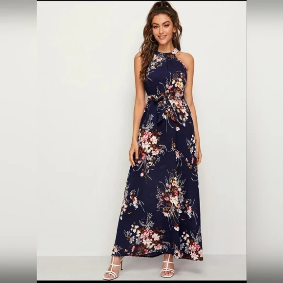 Chiffon Floral Long One Piece Dress SHEIN Dresses Floral Maxi Dress Nwt  Poshmark